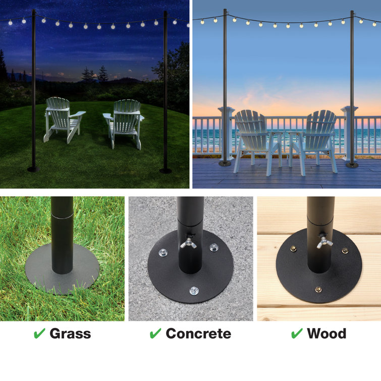 Poles to string store outdoor lights